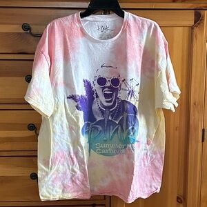 P!NK or PINK Summer Carnival Concert, Pastel Pink and Purple Tie-Dye Tee